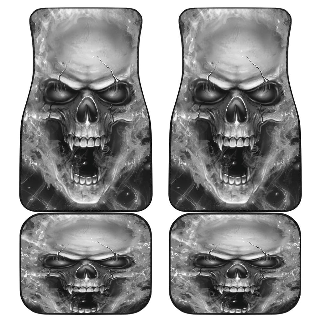 Set of 4 pcs flaming skull car mat