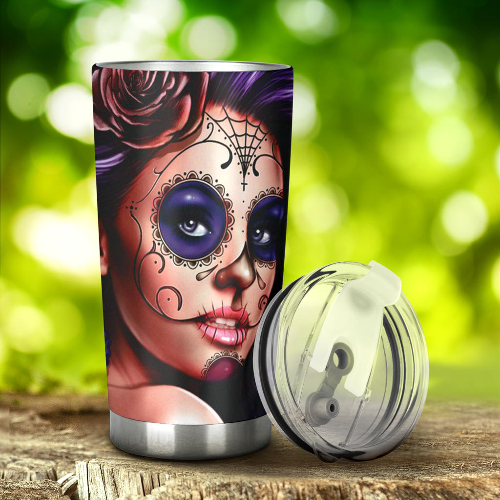 Sugar skull day of the dead tumbler cup