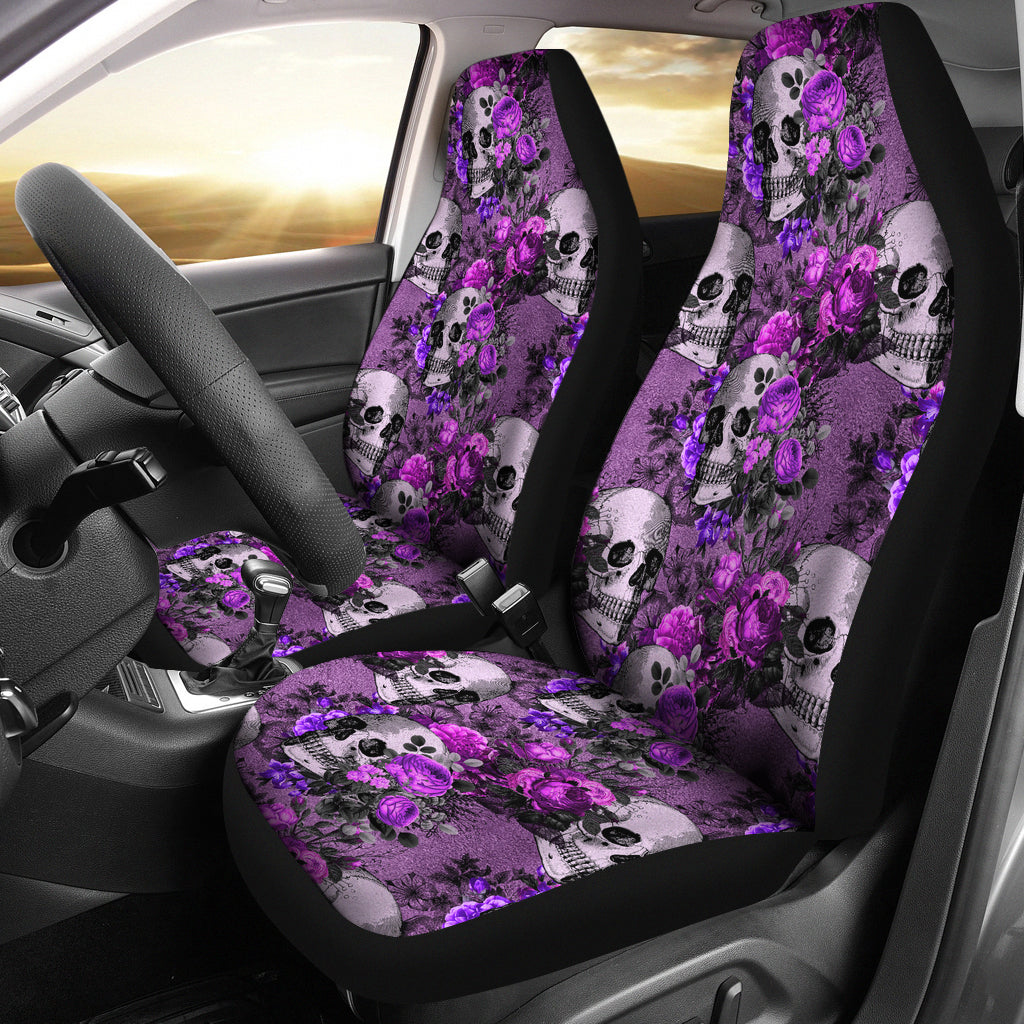 Set 2 pcs Gothic skull car seat covers