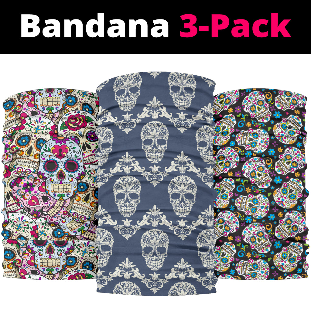 Set of 3 pcs sugar skull day of the dead bandana