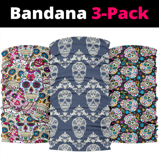 Set of 3 pcs sugar skull day of the dead bandana