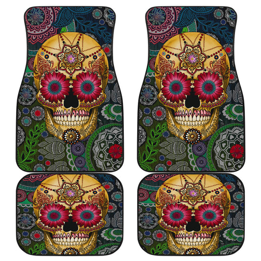 Set of 4 pcs sugar skull car mats