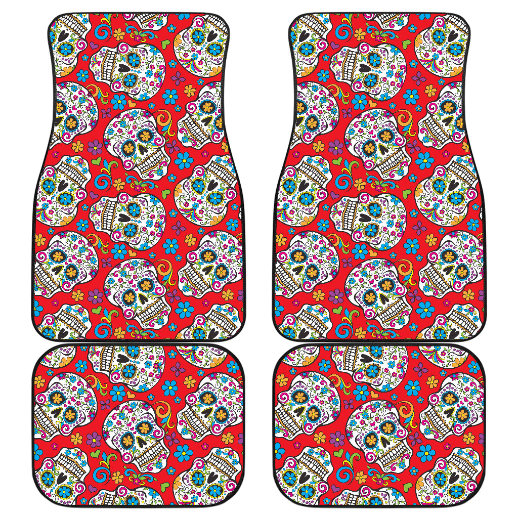 Set of 4 pcs sugar skull car mats