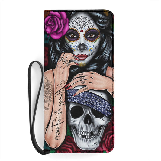 Sugar skull calavera girl wallet clutch purse