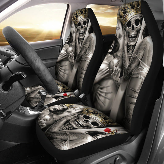 Set of 2 pcs skull girl car seat covers