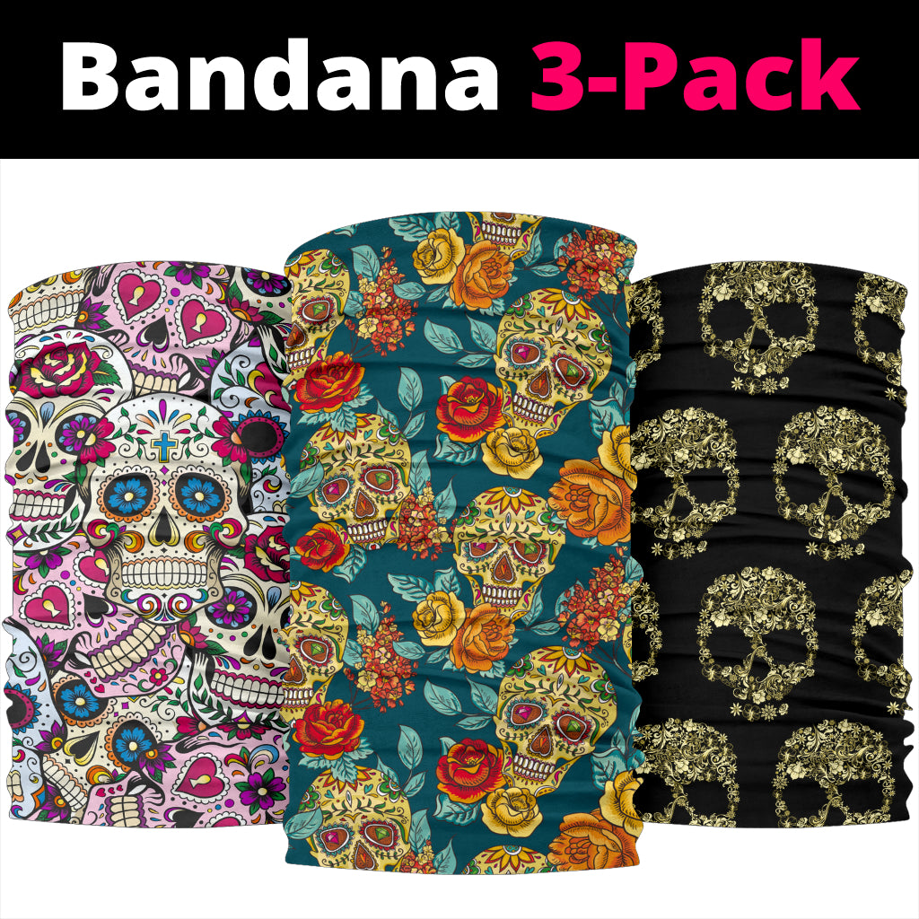 Set of 3 sugar skull bandana