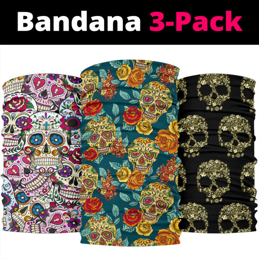 Set of 3 sugar skull bandana