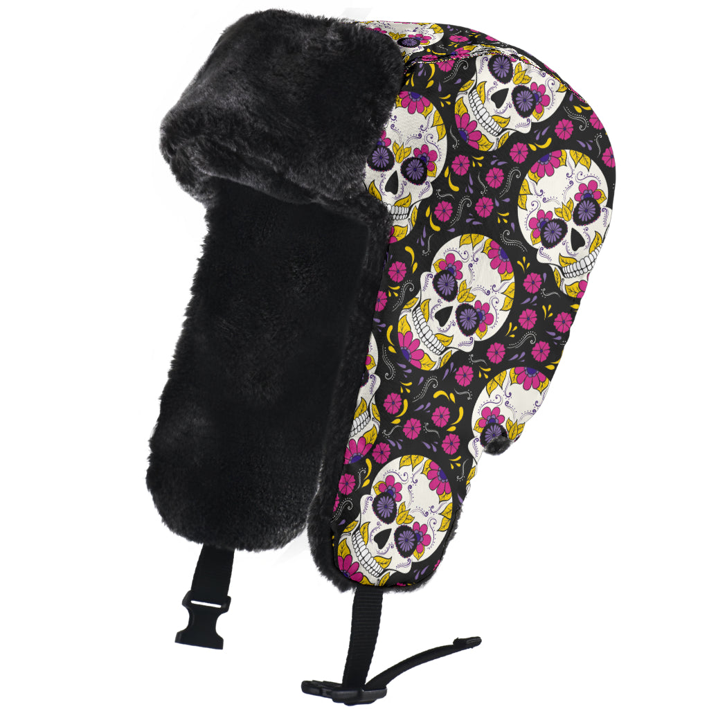 Sugar Skull Trapper Hat