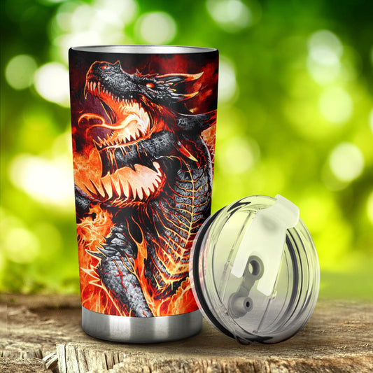 Dragon skull grim reaper tumbler travel mug