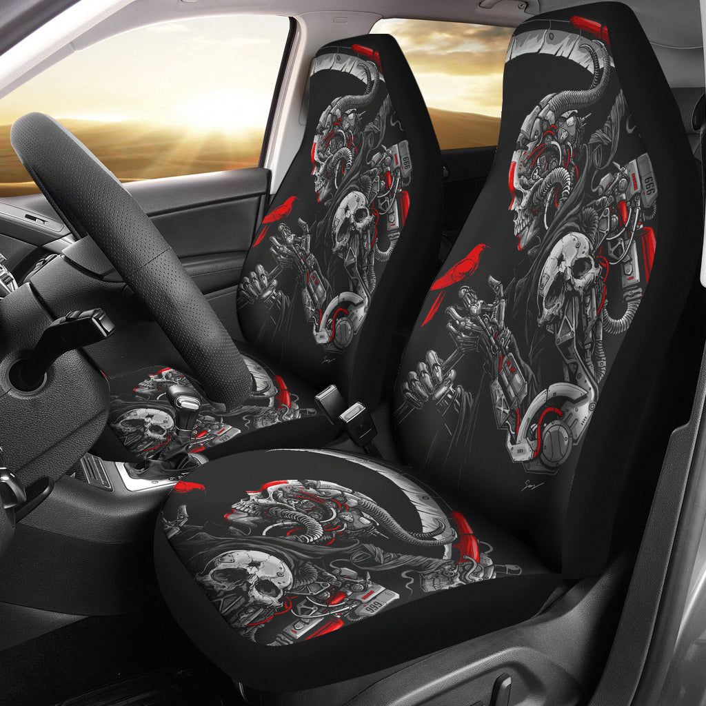Set of 2 skull car seat covers