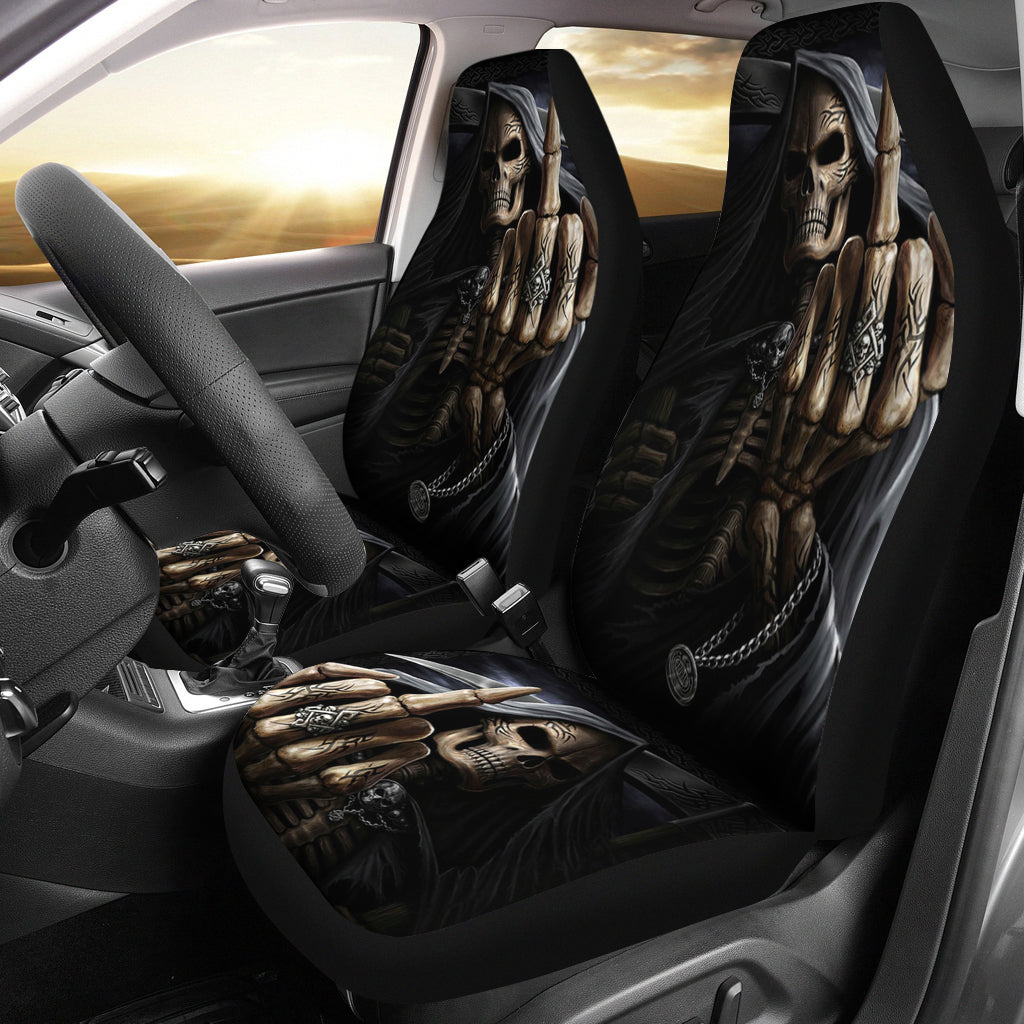 Set 2 pcs Gothic skull car seat covers