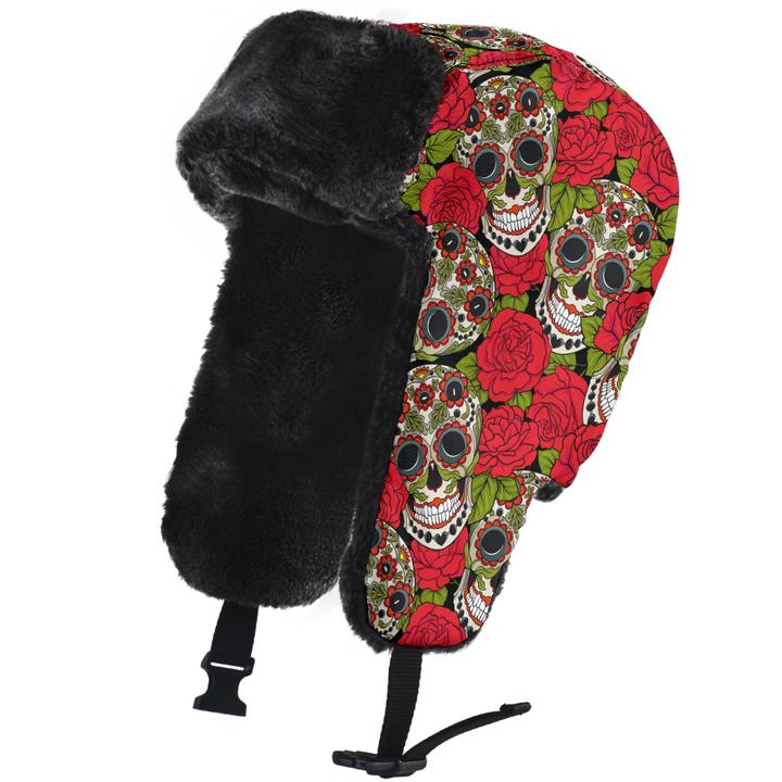 Sugar skull trapper hat