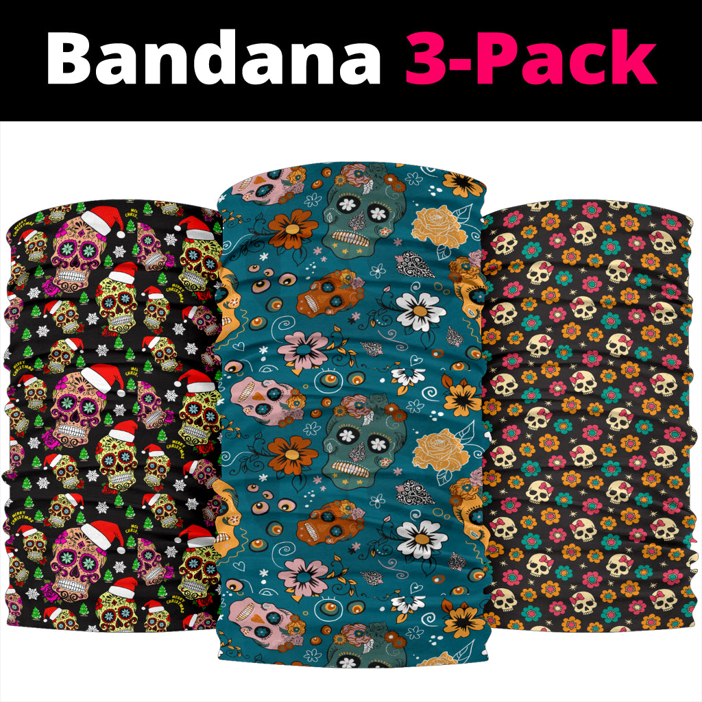 Set of 3 pcs sugar skull bandana