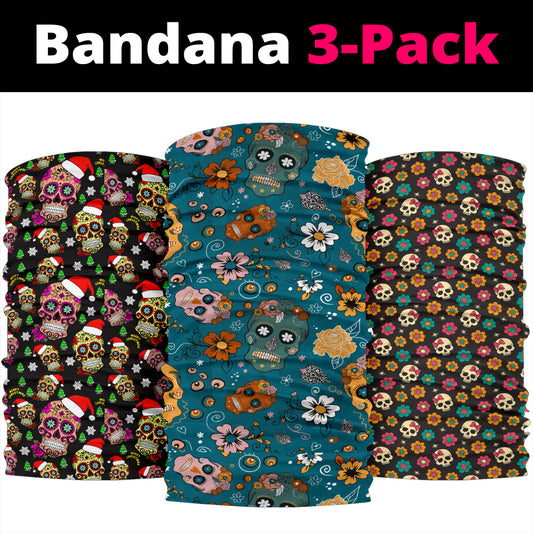 Set of 3 pcs sugar skull bandana