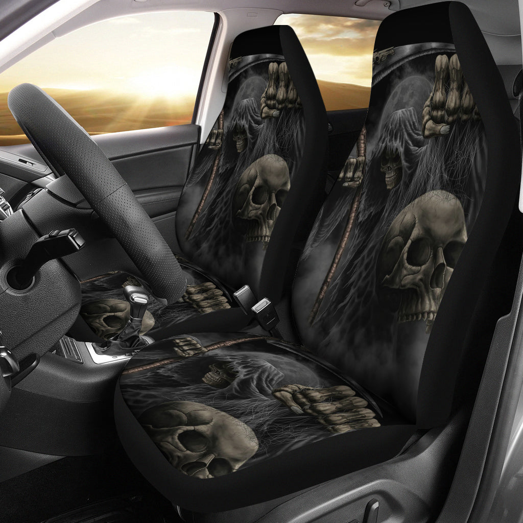 Set of 2 pcs skull car seat cover