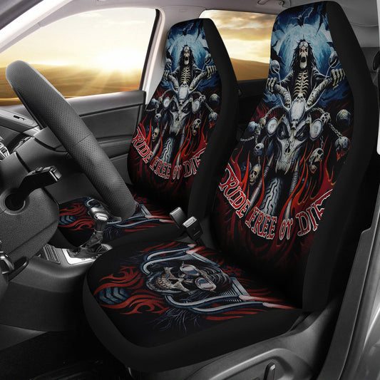 Set of 2 pcs biker skull girl car seat covers