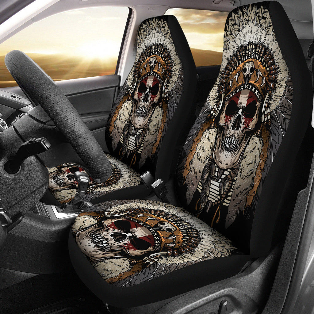 Set 2 pcs Gothic skull car seat covers