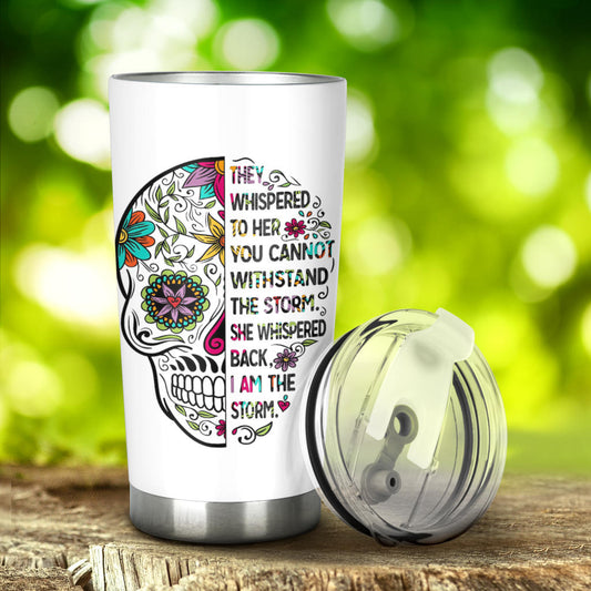 Sugar skull  Day of the dead floral tumbler mug cup