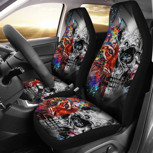Set 2 skull tiger car seat cover