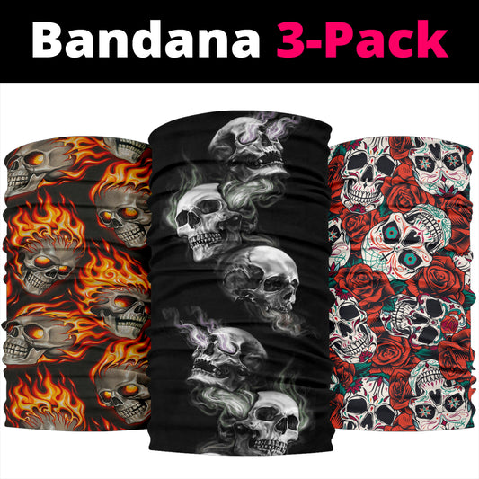 Set of 3 awesome skull bandana