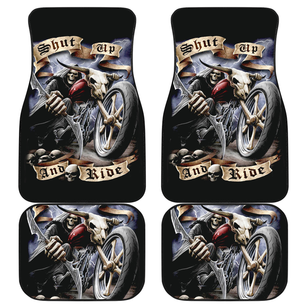 Set of 4 pcs ride or die grim reaper skull car mats