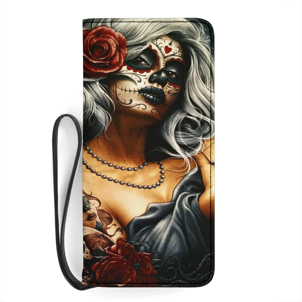 Sugar skull girl clutch wallet purse