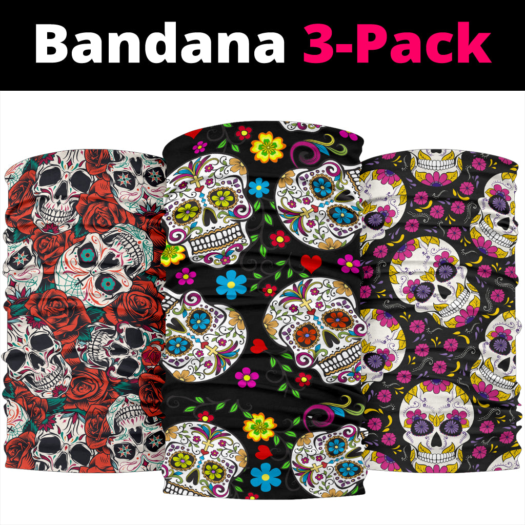 Set of 3 Day of the dead sugar skull bandana