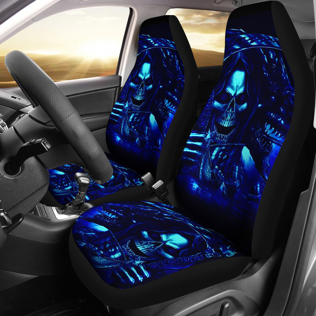 Set 2 pcs Gothic skull car seat covers