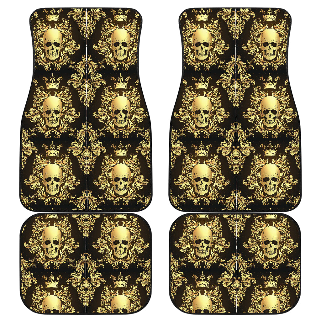 Set 4 pcs gold skull car mats