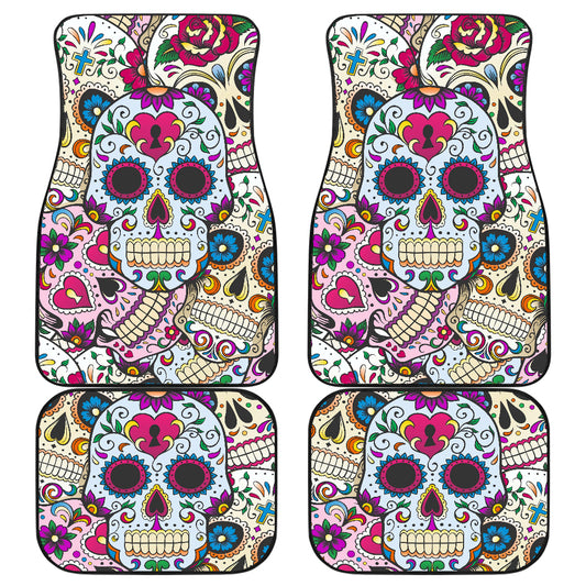 Set of 4 Sugar skulls car mat