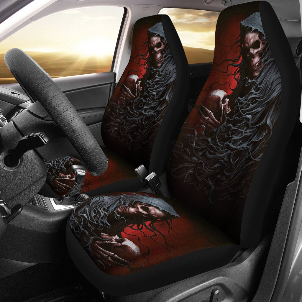 Set 2 pcs Gothic skull car seat covers