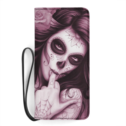 Sugar skull girls wallet clutch purse