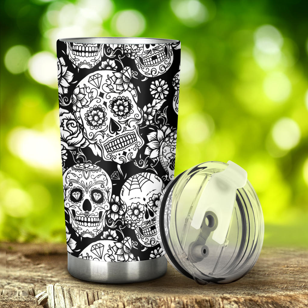 Sugar skull tumbler mug cup