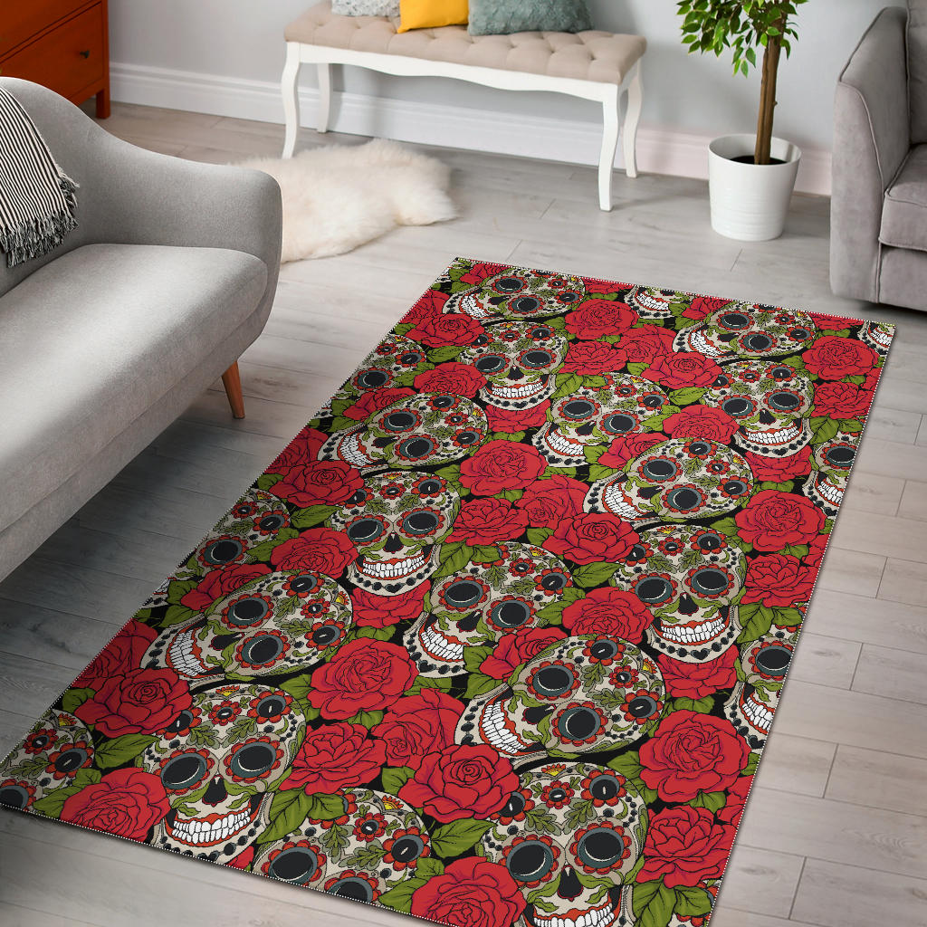 Sugar skull day of the dead skull area rug 3 sizes