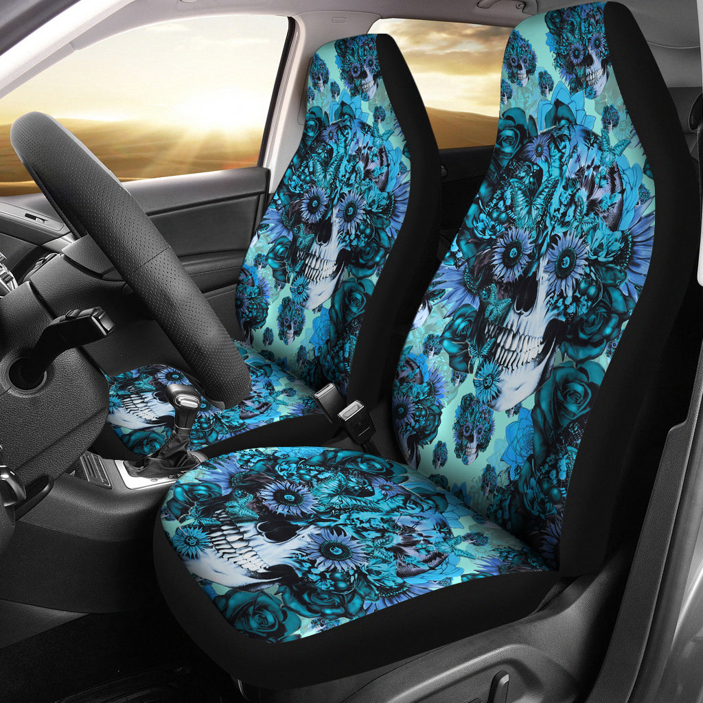 Set 2 pcs Gothic skull car seat covers