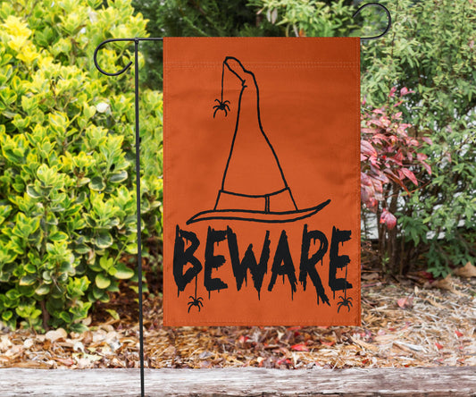Beware Witches Hat (Orange) - Halloween Flag