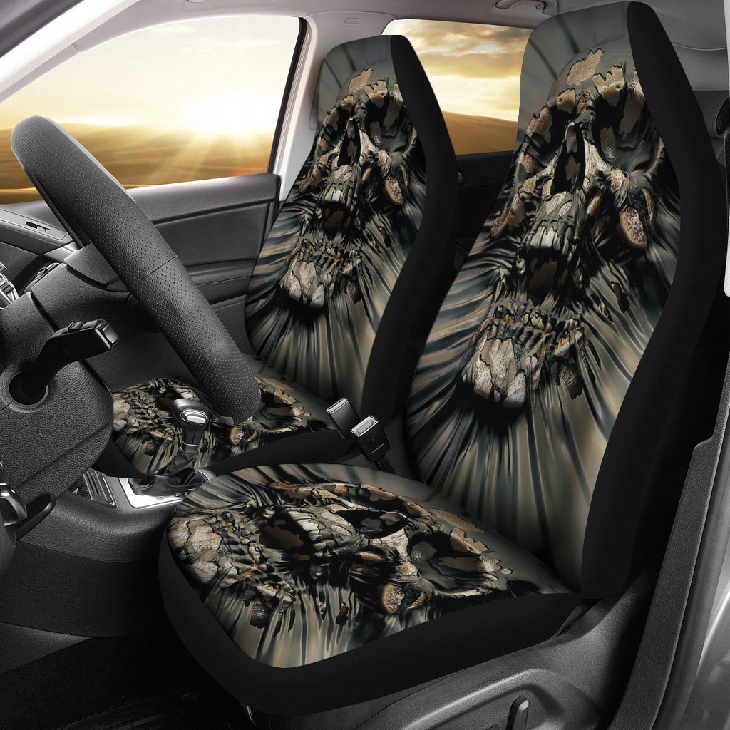 Set 2 pcs Gothic skull car seat covers