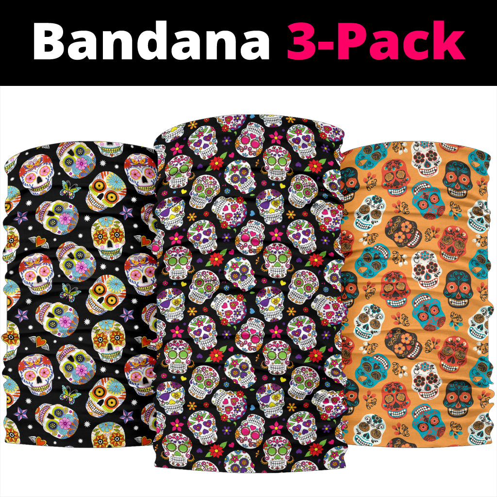 Set of 3 pcs sugar skull day of the dead bandana