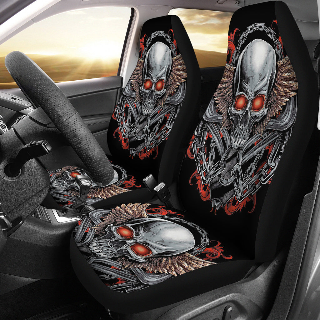 Set 2 pcs Gothic skull car seat covers