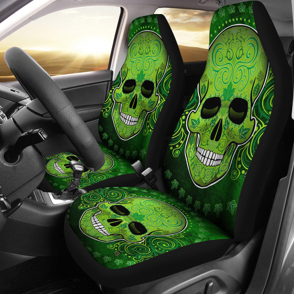 Set 2 pcs St patrick day skull car seat covers