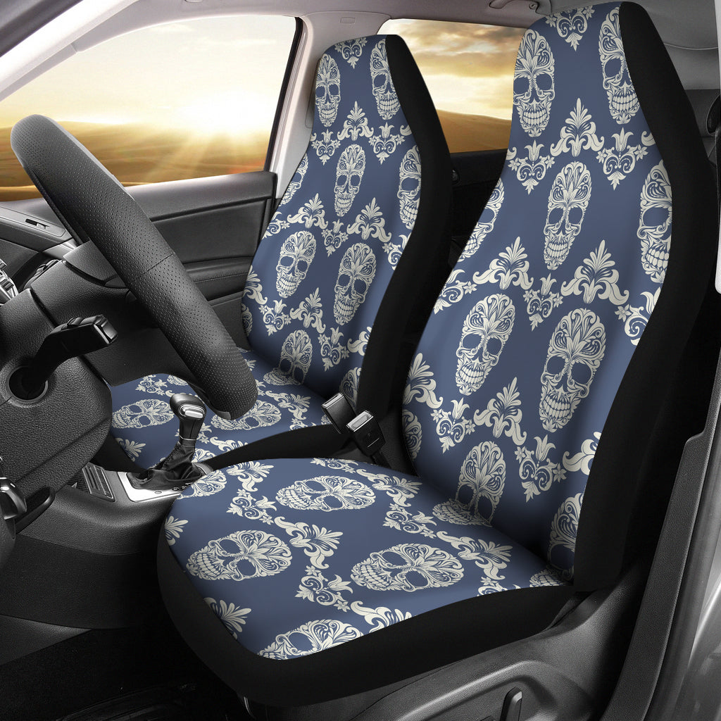 Set of 2 sugar skull car seat covers