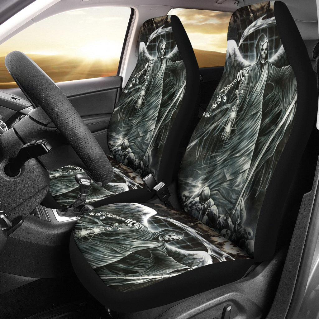 Set of 2 pcs grim reaper car seat covers
