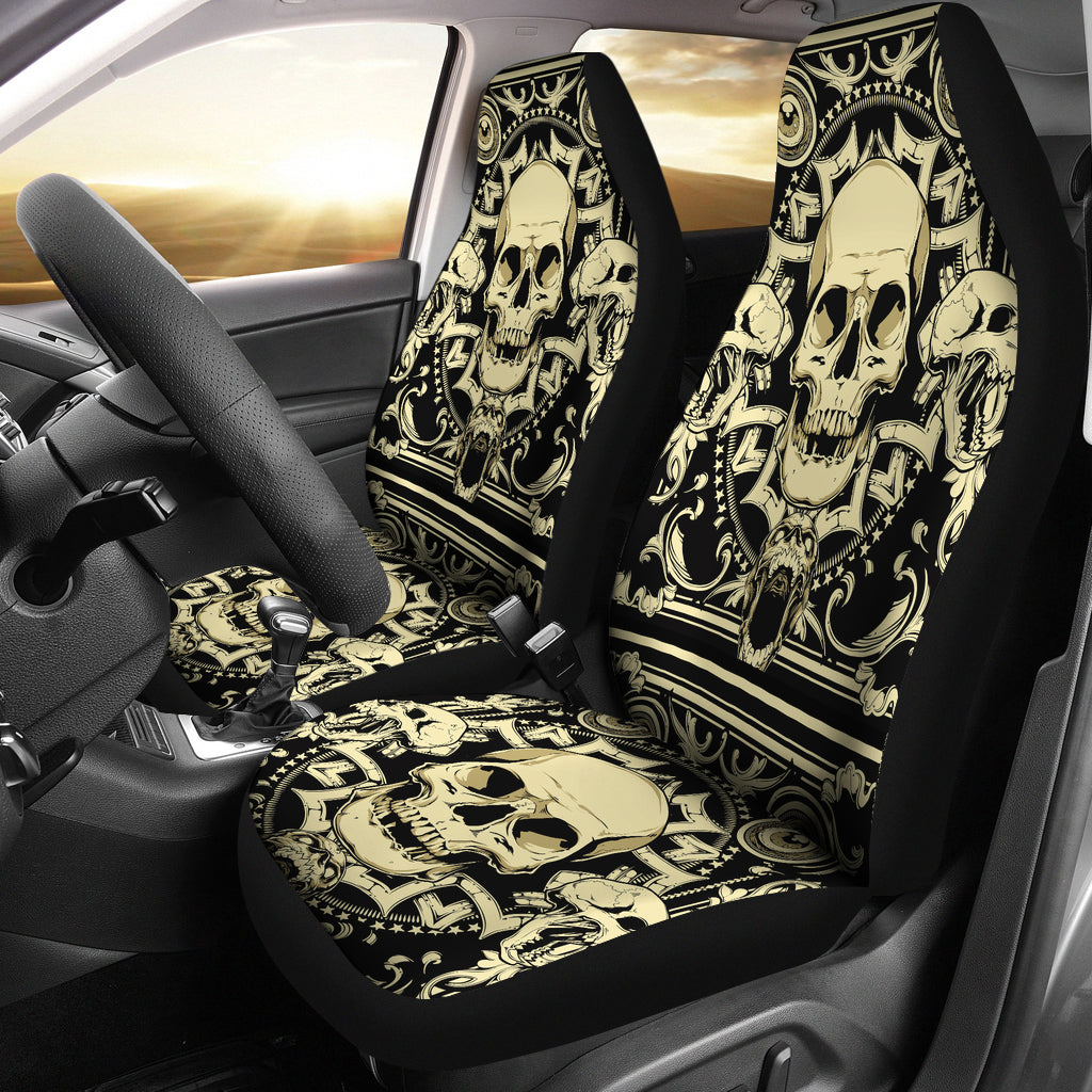 Set 2 pcs Gothic skull car seat covers