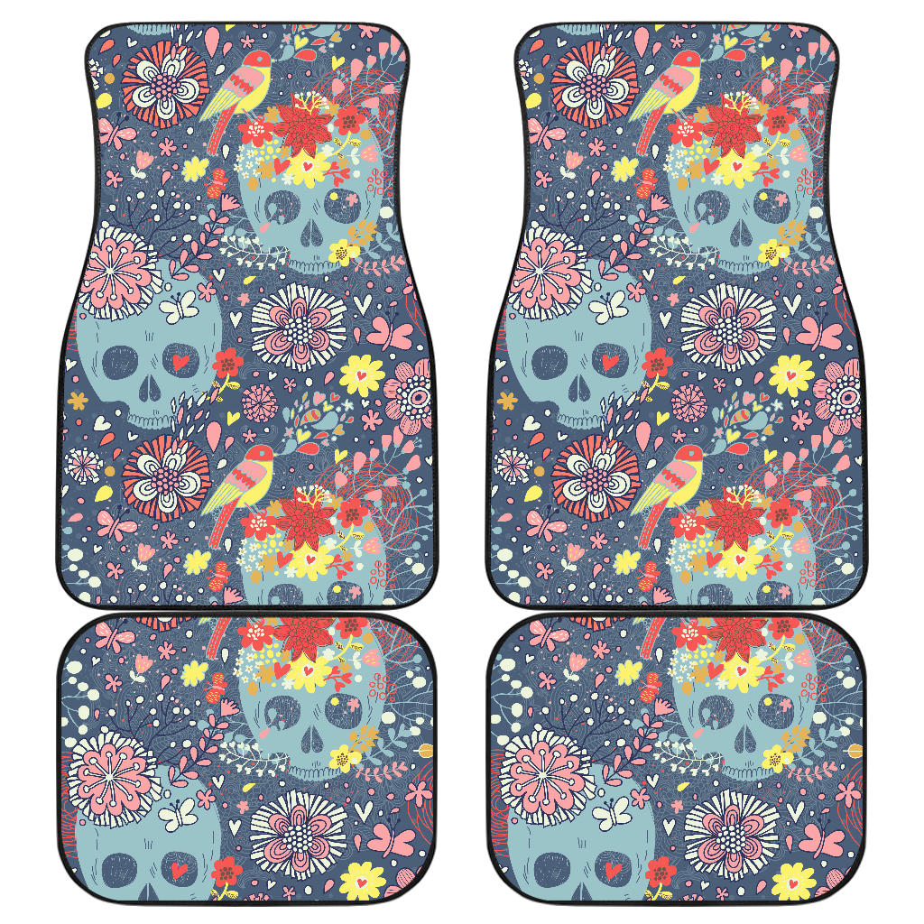 Set of 4 pcs sugar skull car mats