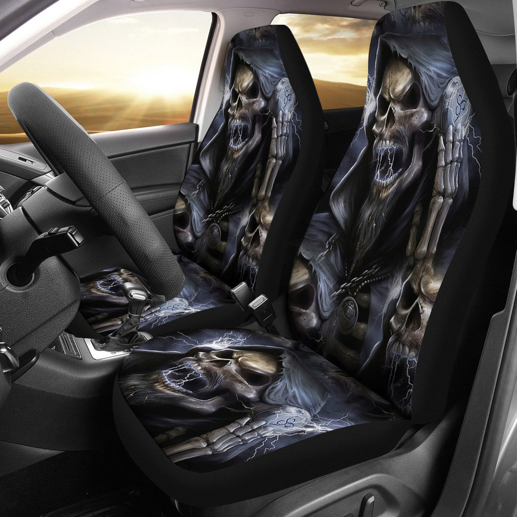 Set 2 pcs Gothic grim reaper skull car seat covers