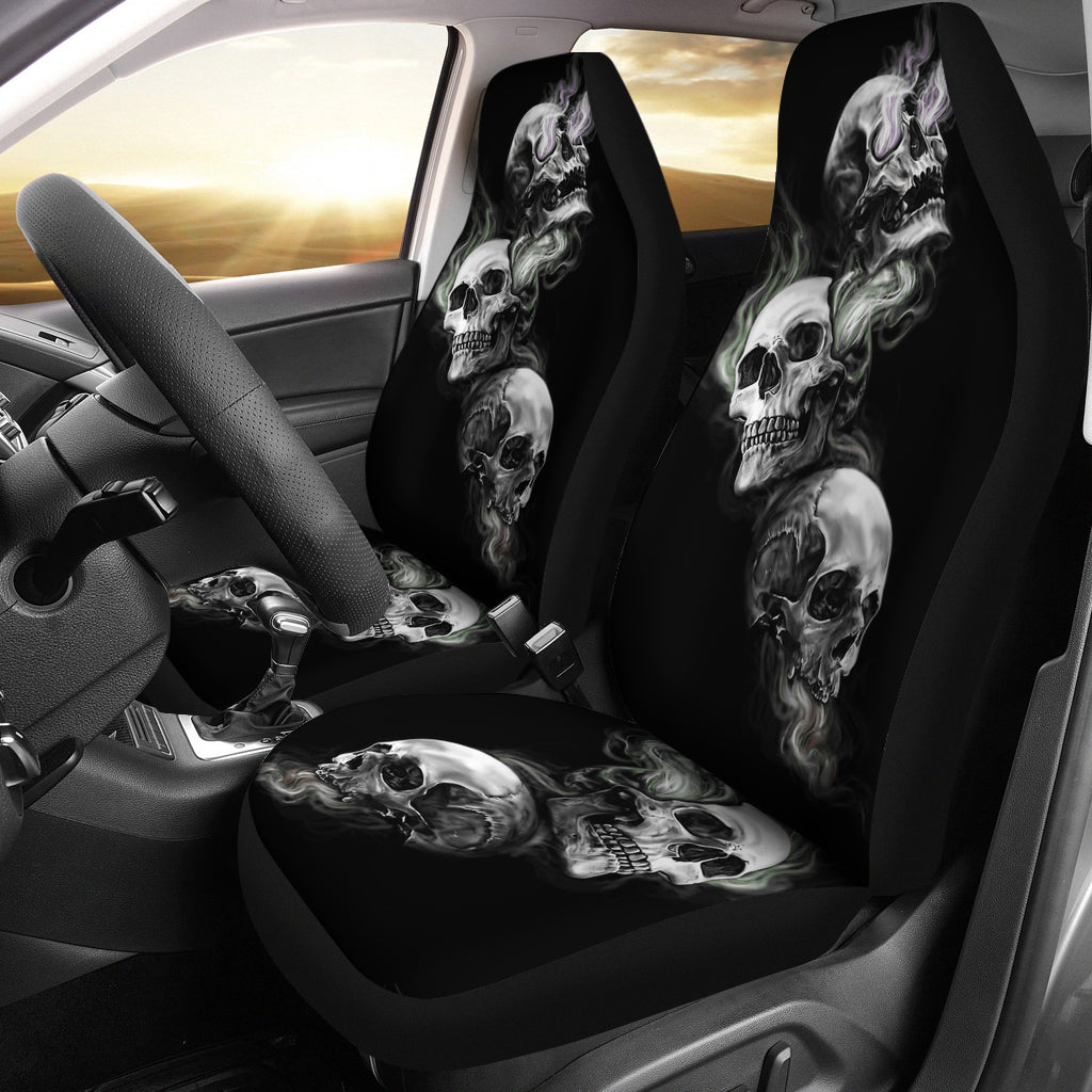 Set of 2 Car seat cover - burning skulls