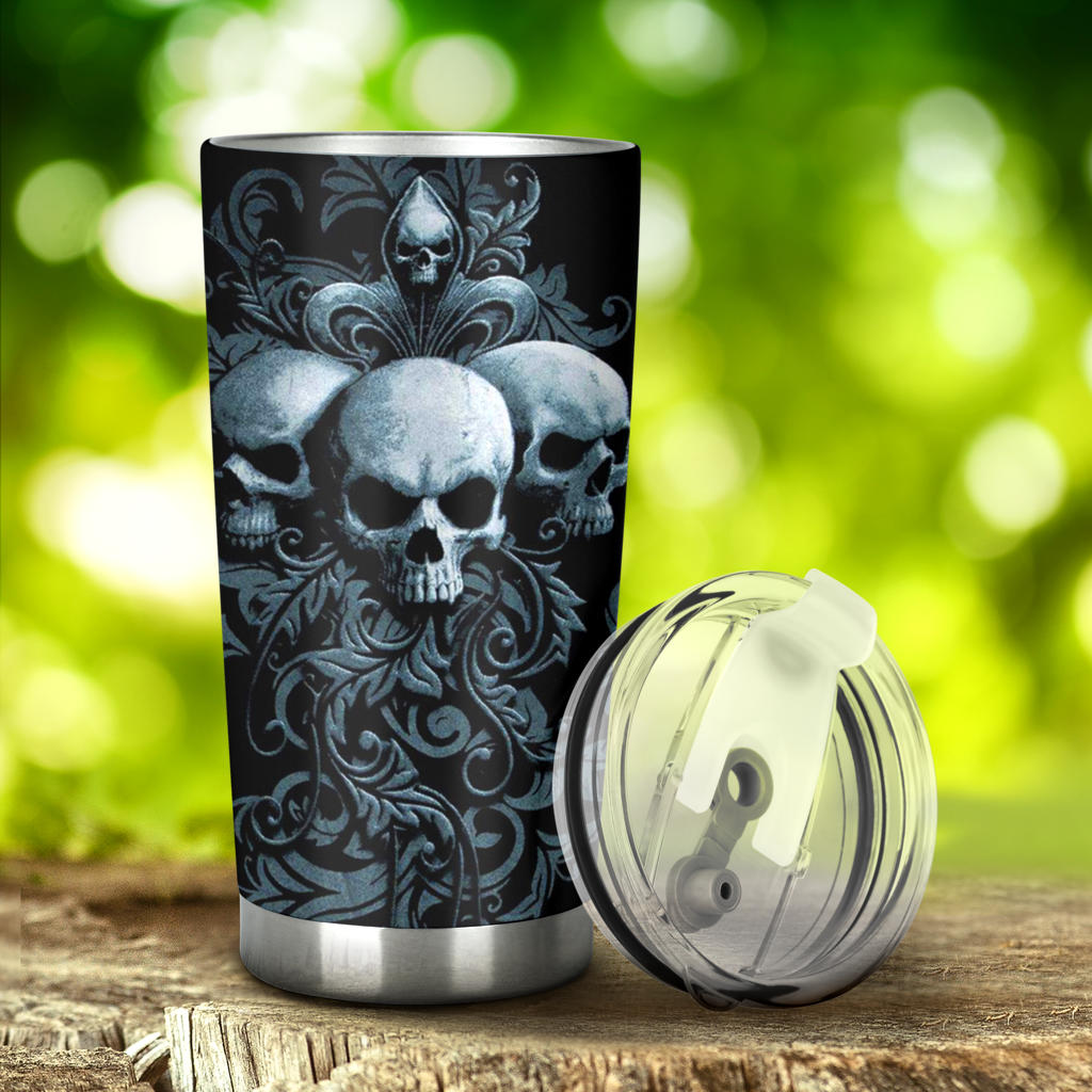 Skull grim reaper tumbler mug cup