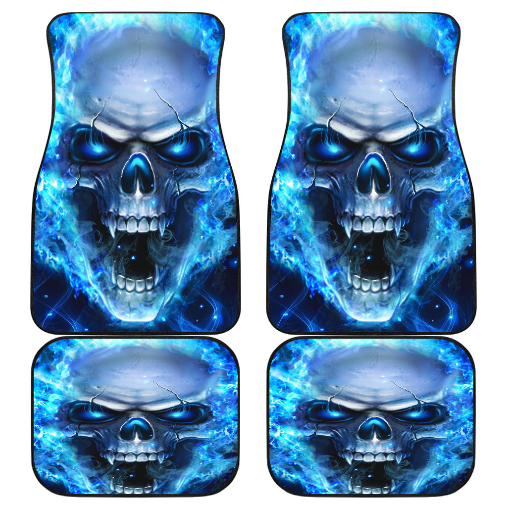 Set of 4 pcs Front and Back Skull car mats