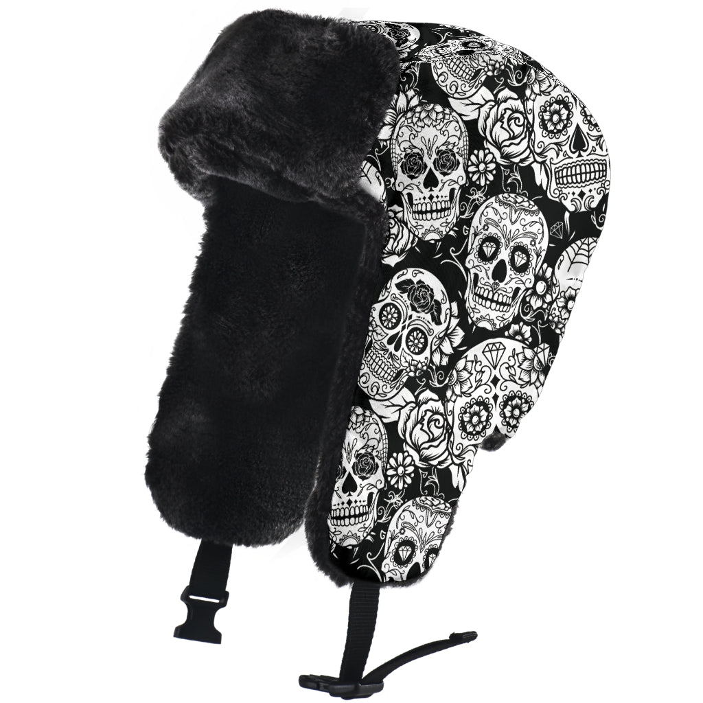 Sugar skull trapper hat