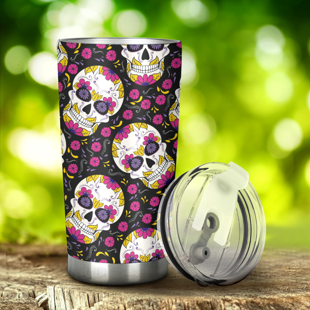 Sugar skull tumbler mug cup